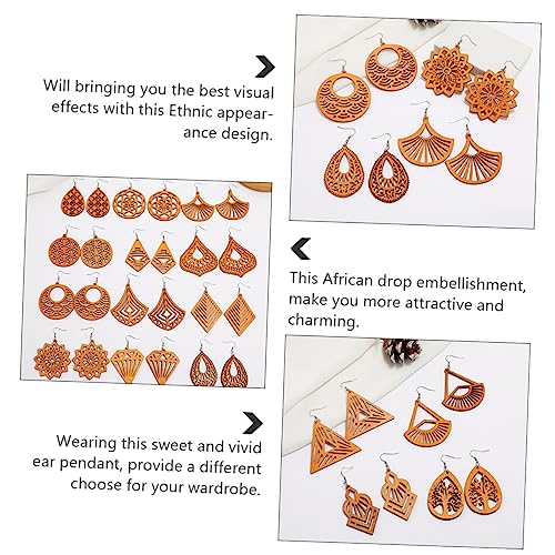 Boucles d'oreilles en bois africaines légères pour lobes sensibles - 7