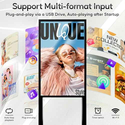 Image of 43 Inch Floor Standing Digital Signage 1080 x 1920P Android 14 OS Touchscreen Interactive Kiosk Advertising Display Digital Menu Board for Restaurants /Stores