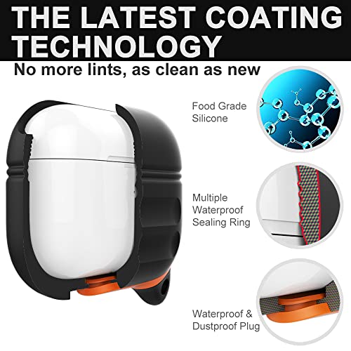 Romsea Anti-Loss Case Compatible With Airpods Pro 2,Integrated Design,Thickened Silicone Protective Case, Waterproof, Scratch Resistant,Wireless Charging, Led Visible, With Buckle,Black #TOP4