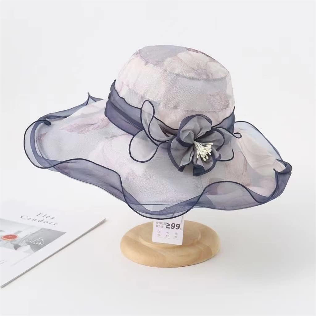 MZDM Summer Women's Silk Silk Flower Fisherman Hat Foldable Lightweight Sunshade Hat Holiday Print (Color : Black, Size : 56-58cm) : Clothing, Shoes & Jewelry