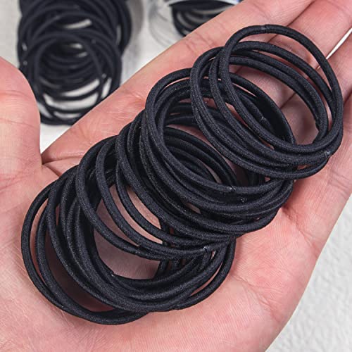 Xima 100Pcs/Box Elastic Hair Ties 2.5Mm Rubber Hair Bands Ponytail Holders Hair Accessories No Damage For Women Girls Boy And Men (Black) #TOP3