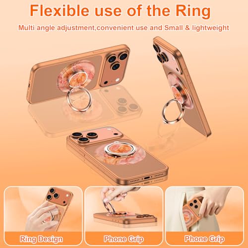 Image of Magnetic Phone Ring Holder for MagSafe Grip,[Super Magnet],Stylish 360 Rotation Cell Phone Grip Stand Finger Ring Kickstand for iPhone 17 16 15 14 Pro Max,iPad and Smartphones,Marble