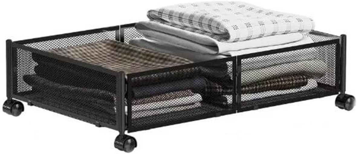 Clothes Storage, Foldable Wrought Iron Under Bed Shoe Storage Containers Organizer with Wheels, Easy Assembly for Storing Clothes, Bedding and Shoes, Kid's Toy