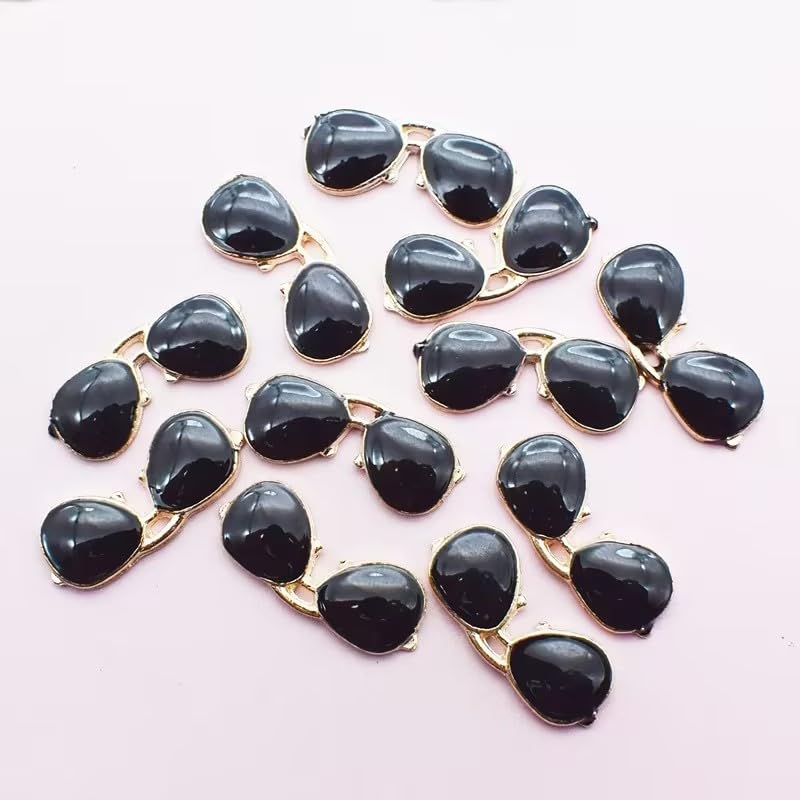 Seadiquiet 20 Pcs Black Enamel Sunglasses Charms Pendants Jewelry Accessories,DIY Fun and Sophisticated Charm Sunglasses for Necklace Bracelet Making,Jewelry Making Charms,Beading and Making