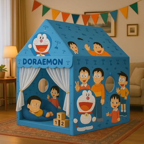 Image of XEMOX, Light Weight Kids Play Tent House - Fun, Foldable, and Durable for Indoor & Outdoor Toys for 3 to 10 Year Old Kids (DORAMOON)