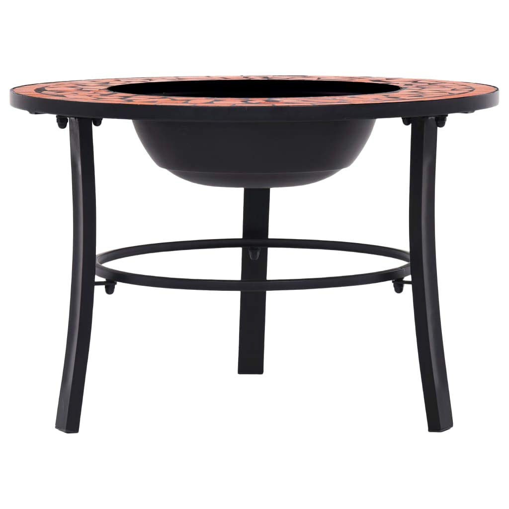 vidaXl Mosaik Feuerstelle mit Dreibeinständer Terrassenofen Feuerschale Grill Gartenfeuer Feuerkorb Terrassenfeuer Terrakotta 68cm Keramik