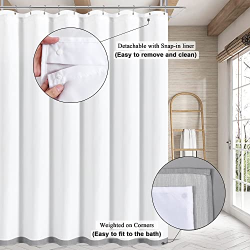 Light Grey Shower Curtain Set 78 Inches With Snap In Liner Gray And White Shower Curtains For Bathroom Ombre Pattern Modern Slub Fabric Decor Long Bath Curtain With Hooks, 72X78 Silver #TOP2