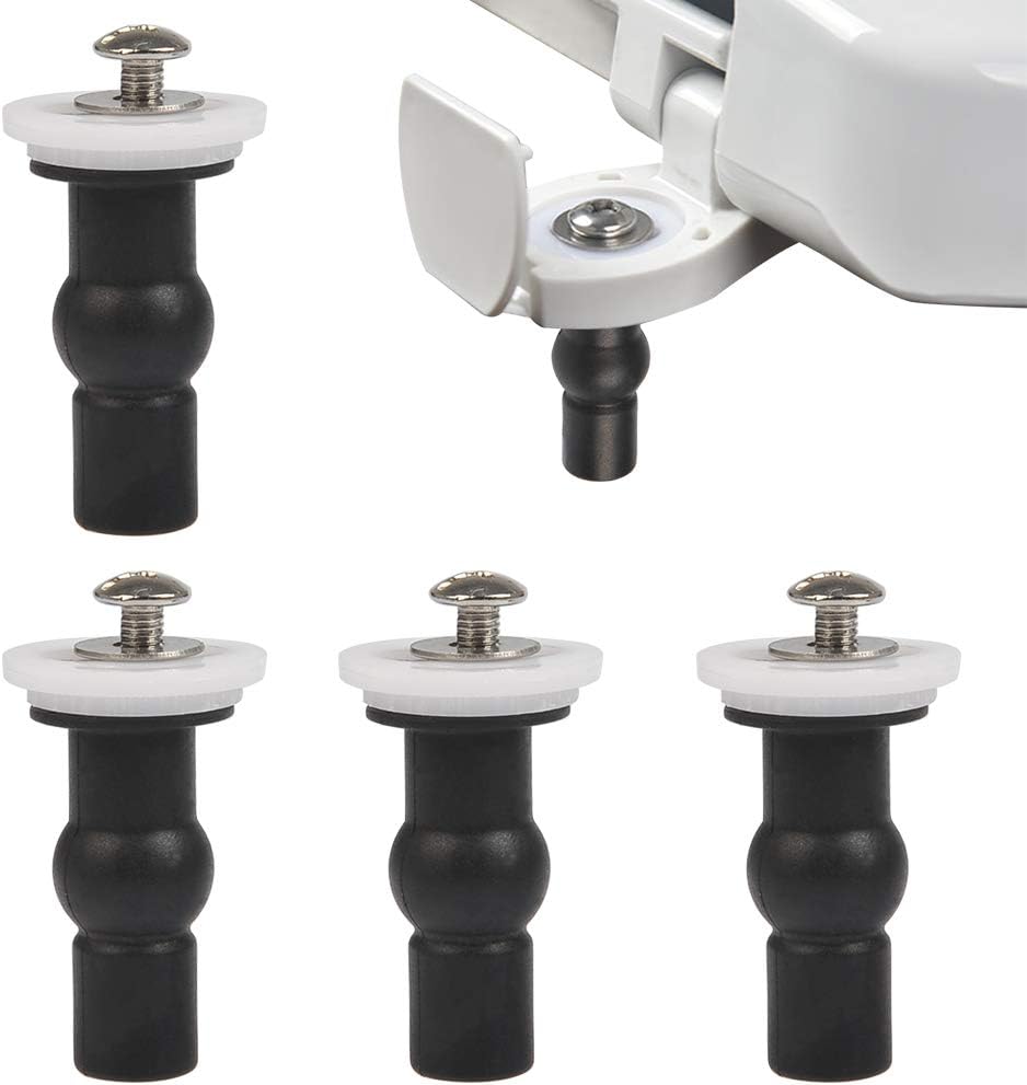 4 Pack Toilet Seat Fixing Screws, Universal Toilet Seat Bolts Kit with Expanding Rubber Top Nuts and Bolts for Top Mounting Toilets Seats Hinges