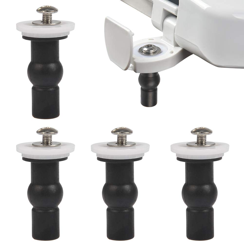 FOCCTS 4 Pack Toilet Seat Fixing Screws, Universal Toilet Seat Bolts Kit with Expanding Rubber Top Nuts and Bolts for Top Mounting Toilets Seats Hinges