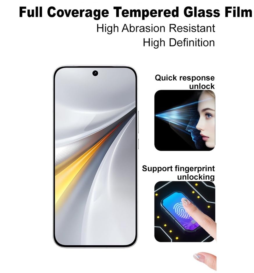 Image of FabeKee /Premium Tempered Glass Screen Protector for iQOO 15R 5G, 6.59 Inch, Edge to Edge Coverage, Ultrasonic Fingerprint Compatible, 9H Hardness, Pack of 1