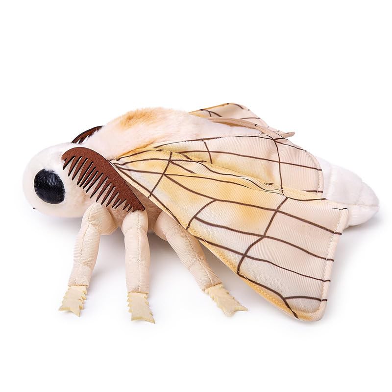 PuffPurrs Motte Plush 33CM/12IN, Kawaii Moth Plüschtier, Realistische Silk Moth Kuscheltier, Motten Stofftier Plüsch Spielzeug für Kinder Kuscheltiere, Geschenk für Natur- und Tierliebhaber