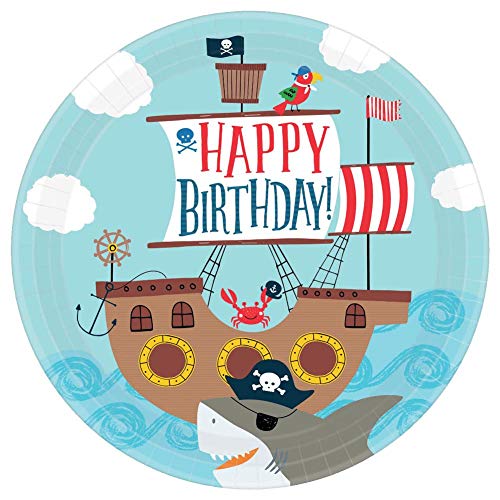 Amscan Ahoy Birthday Round Plates - 10 1/2" | Pack Of 18 #TOP26