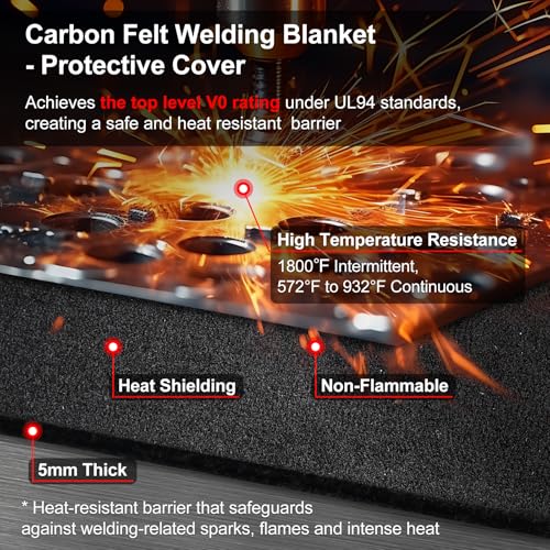 Couverture de soudage résistante à 982°C en feutre de carbone isolant de 5 mm - 4