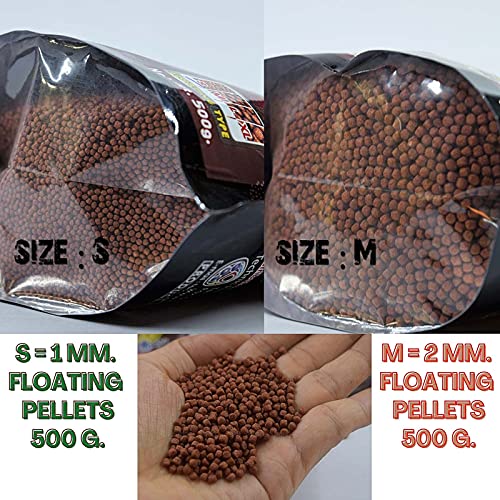 Okiko OKIKO.RED-M500 Flowerhorn Fish Food Floating Pellets Medium 2 Mm Head Up Quickly Huncher Formula High Protein Tropical Fish Feed Astaxanthin Plus Color Enhancing Healthy Fast Growth thumb #4