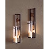 Candle Wall Sconce Set of 2 Metal Iron Glass Home Decor Room