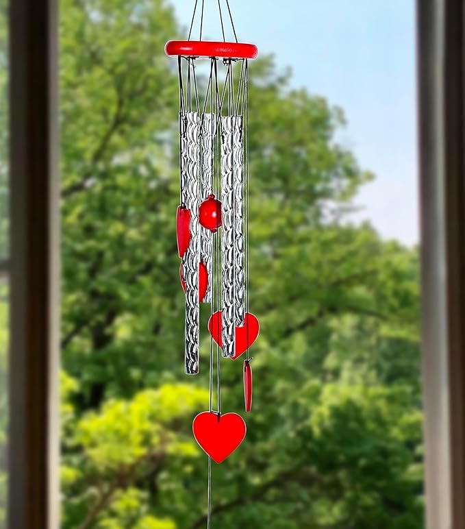 Eminent Red Heart Wind Chime - Heart-Shaped Hanging Décor - Wind Chime for Home - Home Decor Items for Valentine’s Day & Special Moments-image-30