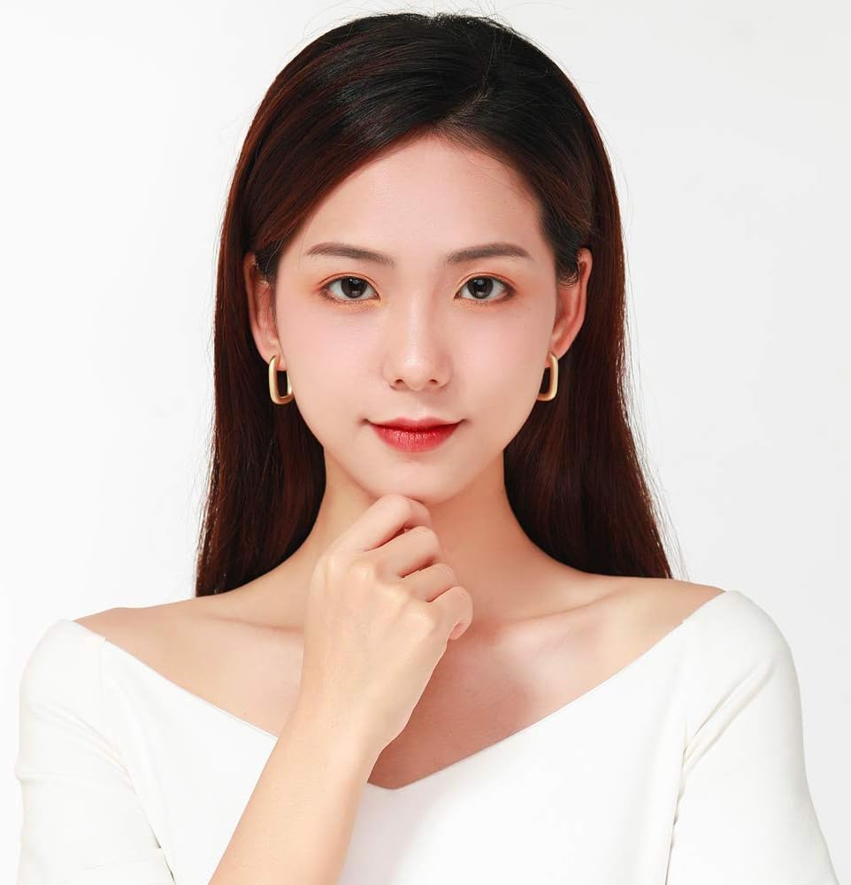 Minimalist Geometric Stud Earrings Yellow Gold Matte Plating Simple Fashion Hoop Earrings Costume jewelry Gift for Women - Image 2