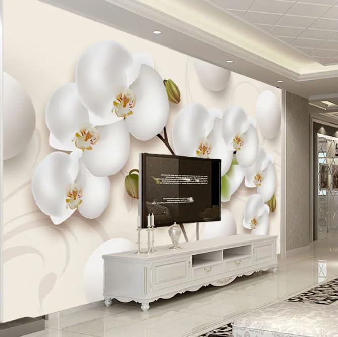 Fleurs blanches 3D d'exception via le fond d'écran moderne HD chic - 3