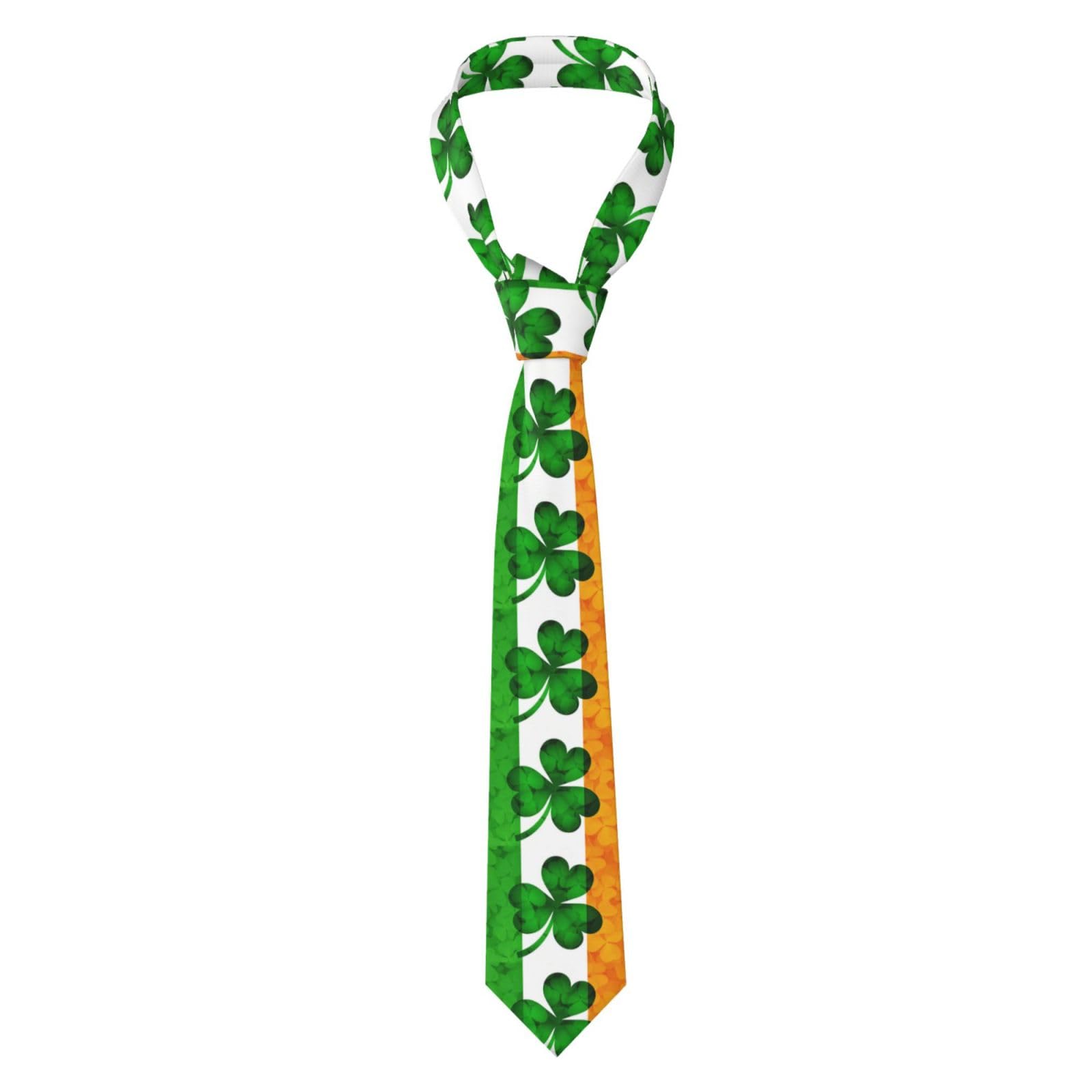 Hceaatb Men'S Ties Ireland Flag Shamrock Leaves Bow Necktie Unisex Satin Printed Thin Ties For Business, Weddings, Proms, Parties, Graduation