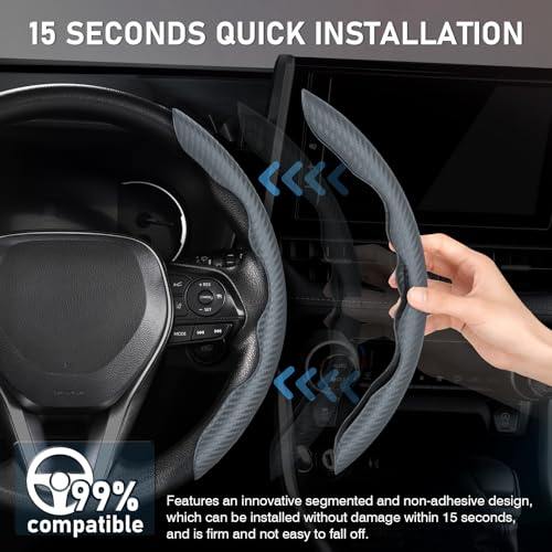 Image of Cartist Steering Wheel Cover, Carbon Fiber Steering Wheel Cover for Men /Women, Anti-Slip, Comfortable Grip, Durable, Universal for 99% Car Interior Accessories (Dark Gray)