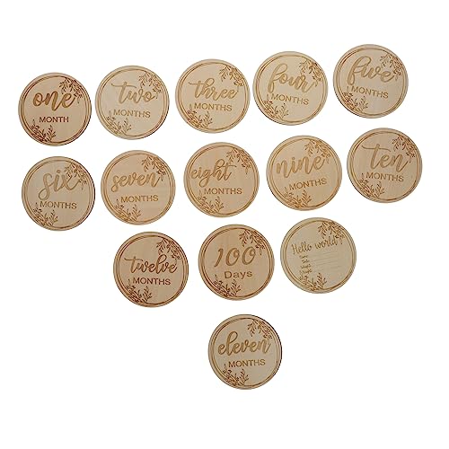 VANZACK 12Pcs Growth Cards Wooden Milestone Cards for First Year Memories Photo Props for Newborn Milestones Smooth Safe Design for Skin