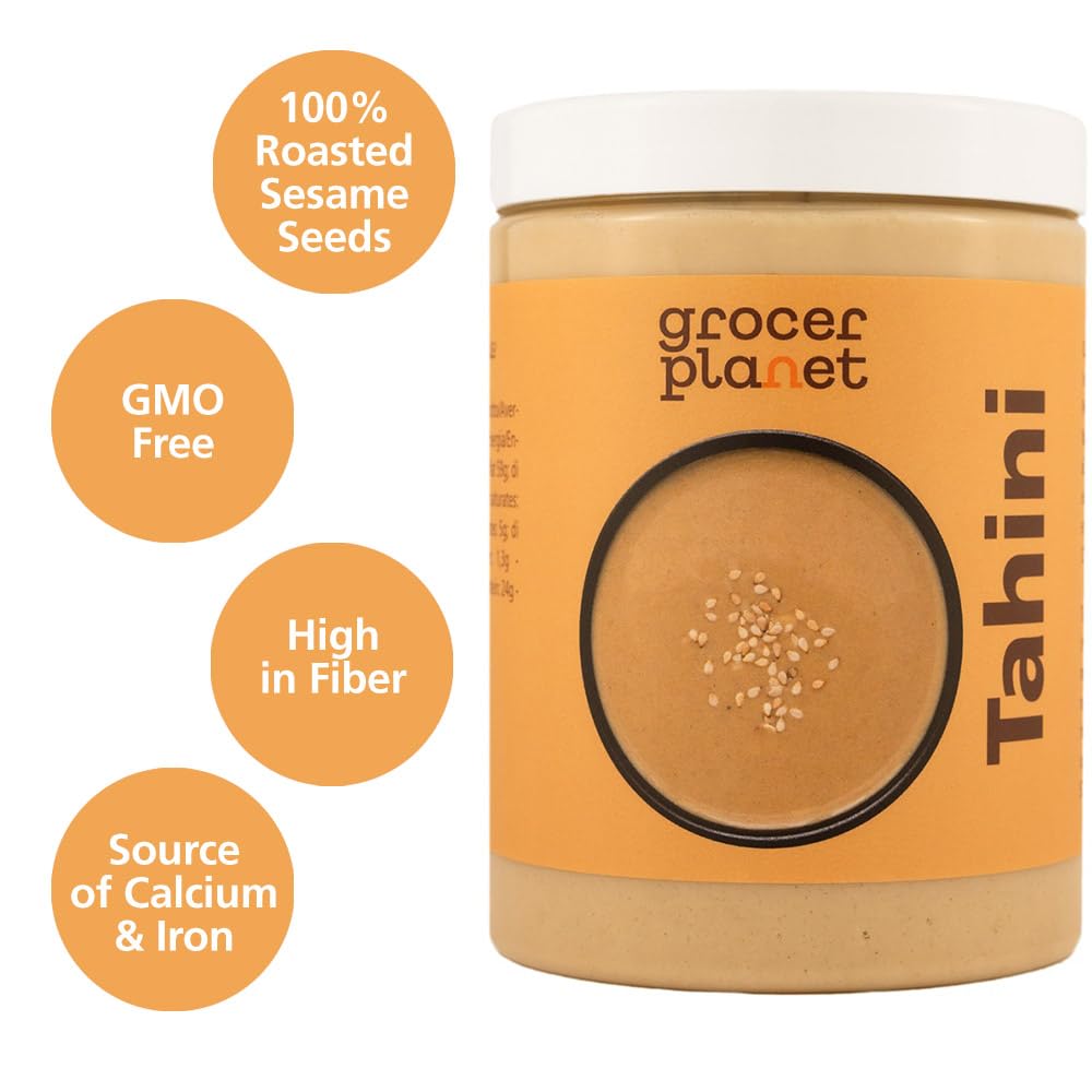 Grocer Planet - Tahini (1Kg) | Semillas de Sésamo Tostadas y Prensadas | Natural | Sin OGM | Vegano | Ideal para Humus