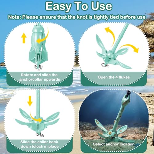 Image of Lounsweer 2 Pack 1.5 /3.5 lb Marine Kayak Anchor Kit Folding Grapnel Anchor Kit Boat Kayak Fishing Accessories for Small Boats Kayaks Canoe Paddle Boards