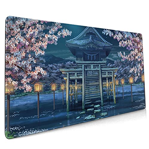 日本の神社 ユニークな大型マウスパッド、耐久性のあるラバーソール、オフセットなし