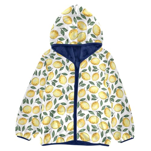 Lemon Toddler Fleece Jacket Baby Boys Hooded Zipper Long Sleeve Thick Warm Outerwear 3-10 Years