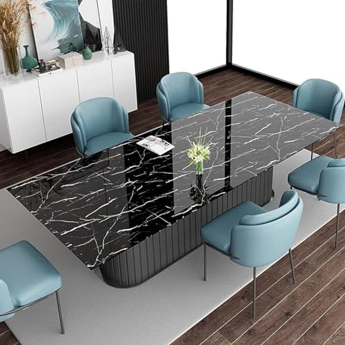 Image of Kitchen Cabinets Marble Wallpaper Roll for Home & Kitchen Decor - Oil Proof Waterproof Self Adhesive Wall Paper Sticker for Floor Tiles, Countertop, Cupboard, Drawer (60 * 200 cm) (Balck, 1)