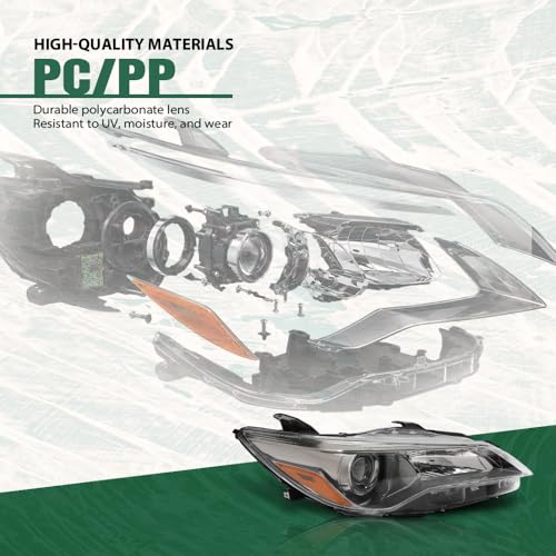 Image of GRAND ORANGE Right Headlight Compatible with Toyota Camry 2015-2017 TO2503222 TO2502222 TO2503223 TO2502229 TO2503229 8111006860 8115006C70 8111006C70 Clear Lens Black Housing Amber Reflector