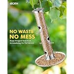 iBorn Vogelfutterspender,Futterstation für Cardinal mit 6 Anflugplätzen, 20cm Futterteller,Bird Feeder aus Aluminium Metall zum Aufhängen,Wildvögel Futtersäule,Futtersilo,Nickle-Höhe 38cm – Bild 4