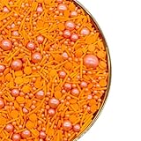 NIPEOR Orange Sprinkles,Edible Pearl Sprinkles 4.6oz/130g Edible Sprinkle Topping Sprinkles, Round Sprinkles for Cake Decorating,Cupcake Sprinkles, Candy Sprinkles for Ice Cream Toppings (Orange Slice pearls mix)