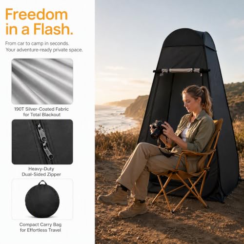 Pop-Up Privacy Tent Tienda de Ducha Portátil Camping Tienda para Baño Exterior Cambiador de Ropa Refugio de Privacidad Instantáneo Extra-Alto, UPF 50+, Impermeable miniatura 6
