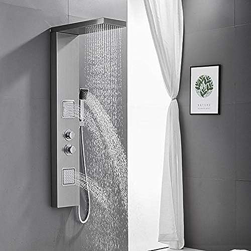 Panel de ducha termostático de acero inoxidable, sistema de ducha con cabezal lluvia y chorros corporales miniatura 3