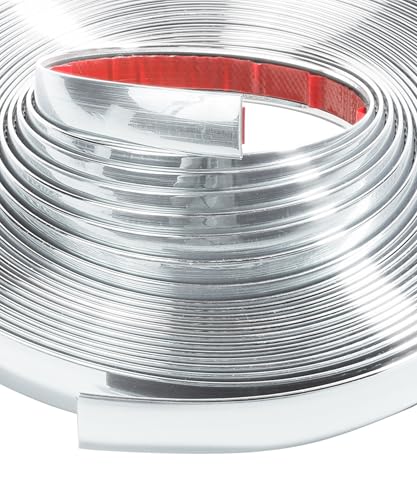 UBOG 25FT Chrome Trim,Chrome Trim Molding,Car Accessories Chromes Strips for Cars,Body Side Molding Trim,Chromes Trim Tape,1/2' Automotive Trim Molding for Used on Car Bumpers,Sides,Door,Roofs