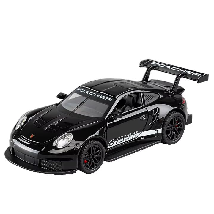Image of Invite Enterprise 1:32 Porsche 911 GT3 RS Diecast Metal Pull Back Car - 4 Openable Doors with Sound & Light | Perfect Toy & Gift for Kids(Black)