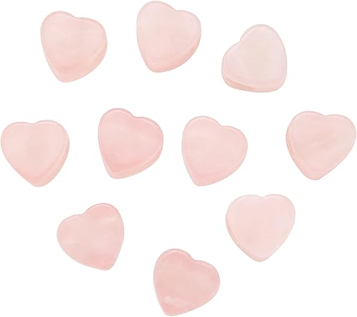 LiQunSweet 10 cuentas de corazón europeo de cuarzo rosa natural con agujero grande, cuentas sueltas pulidas para manualidades, pulseras, collares,