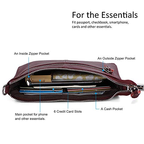 Image of befen Genuine Leather Wristlet Clutch Wallet Purses Small Crossbody Bags for Women with RFID Blocking Card Slots