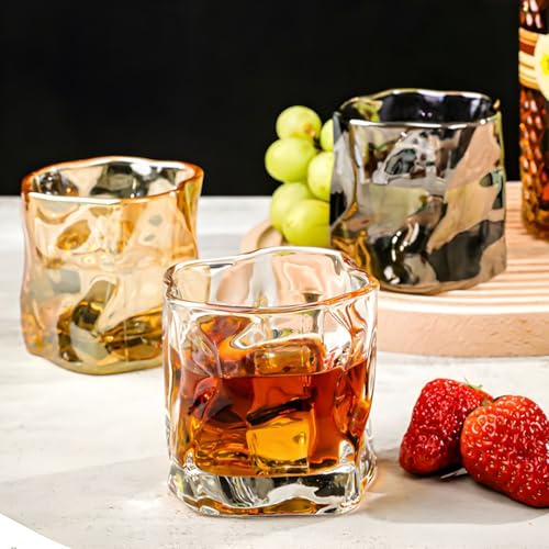 Image of Premium Brown 300 ML Water & Juice Drinking Glasses Set of 6 Vintage Glassware Set for Juice, Cocktail, Mocktail,Whisky All Beverages Everyday Uses for Gift (6, MT-30)