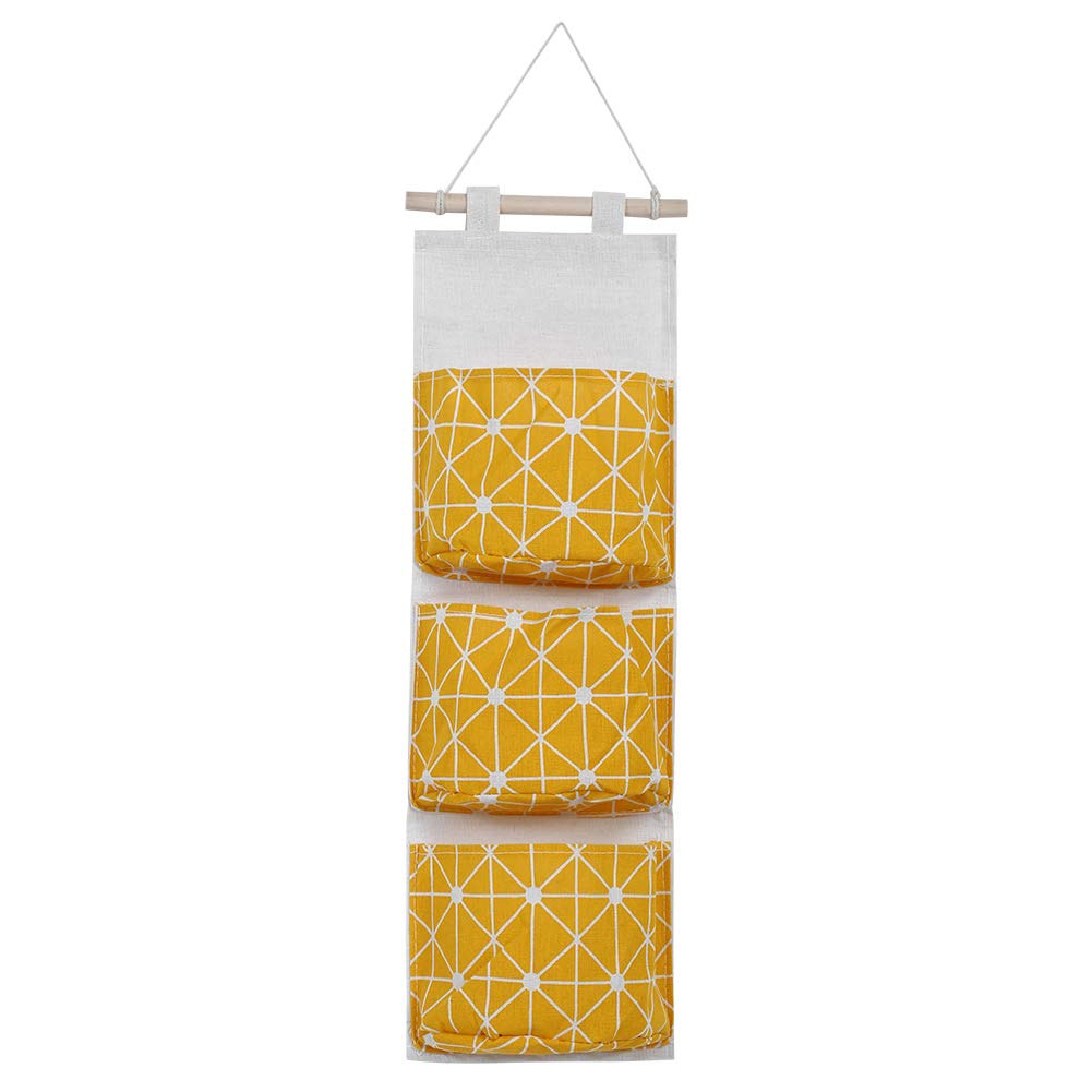 Przechowywanie na ścianie, Przechowywanie ścienne Szafa na ścianę Wiszące Woreczki do Przechowywania z 3 Kieszeniami 2pcs Nad Drzwiami Wiszące Półki do Sypialni łazienka (YELLOW)