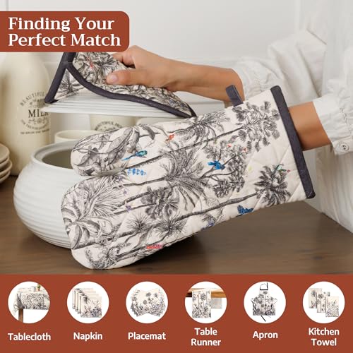 Maison d' Hermine Pot Holders Set 100% Cotton Heat Resistant Potholders 8" x 8" Hot Pads with Loop for Thanksgiving Christmas Decorations BBQ Cooking Baking Handling Hot Pans (Pack of 2, Amazonia) #3