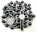 TALISMAN4U CATHOLIC ROSARY NECKLACE Black Hematite Beads Saint Benedict Medal & Cross Crucifix in Gift Box