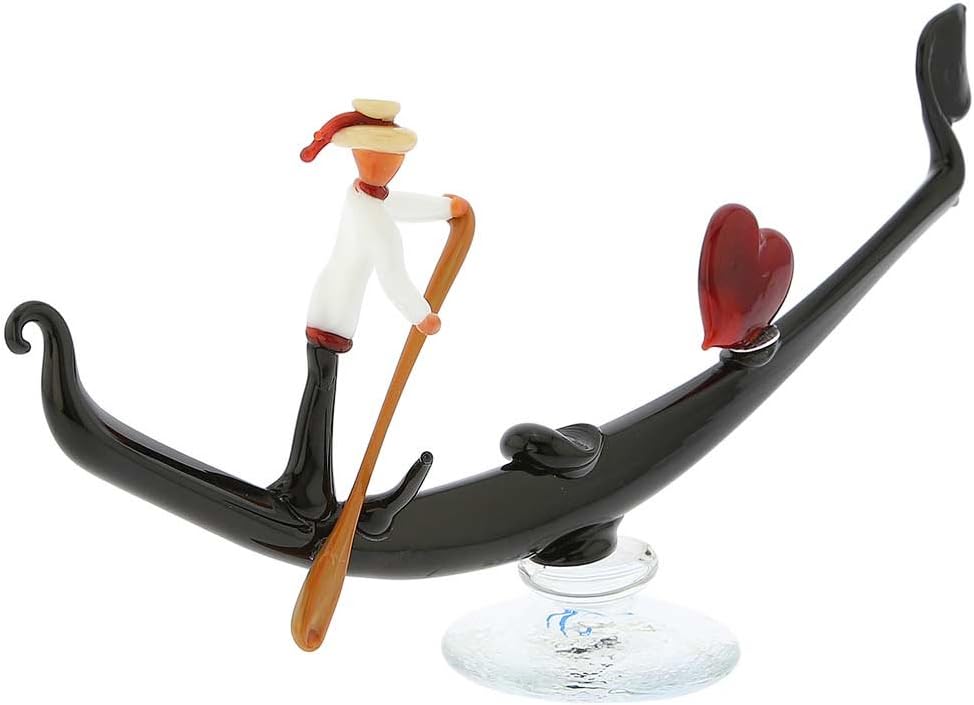 GlassOfVenice Murano Glass Venetian Gondola with Gondolier - Large
