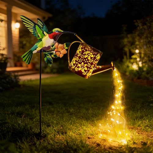 Décoration de jardin solaire avec arrosoir LED et motif soleil en fer - 3