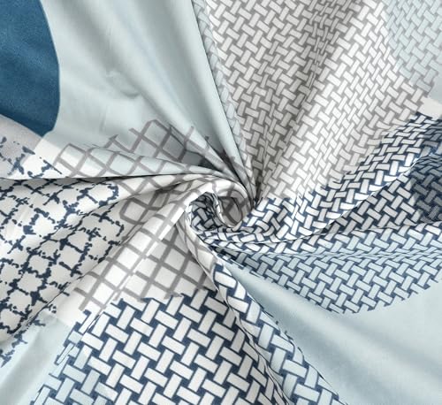 Image of NHD HOME diwan Set for Living Room, diwan Set Covers Glace Cotton, diwan Set 6 Pieces (1 Diwan Sheet (Bedsheet), 3 Cushion Covers, 2 Bolster Covers) (Color- Blue White & Black) Polkadot Print