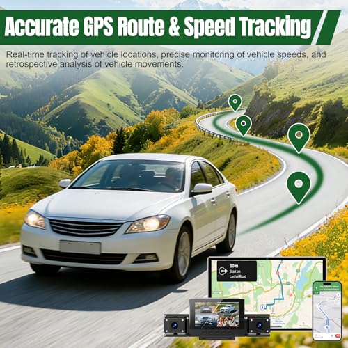 Image of 4 Channel Dash Cam,360 All-Around View Front Rear Left Right Inside Car Camera,3 inch IPS Screen,4-Way Dash Cam with 24H Parking Mode,Built-in GPS,8 IR Night Vision,G-Sensor,Free TF Card Included