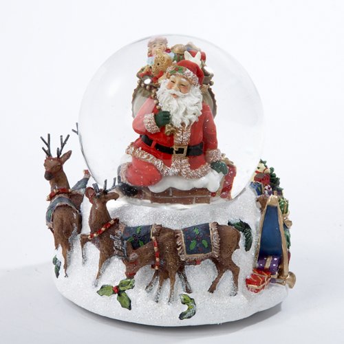Kurt Adler Santa with Big Bag Musical Water Globe, 100mm