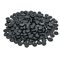 Hisredsun 290 Schwarze Glassteine, 17-20mm 1,35 kg, Flache Marmorperlen, Vasenfüllsteine, Feuer-Glaskiesel, Künstliche Kristall-Edelsteine, Dekorative Glassteine für Aquarium, Blumentopf, Landschaftsb