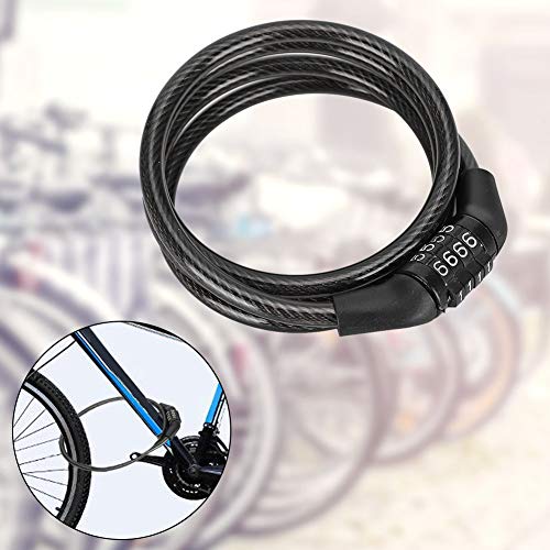 Candado de Cable de Acero, Seguridad Alta, Combinación 4 Dígitos, Negro miniatura 6